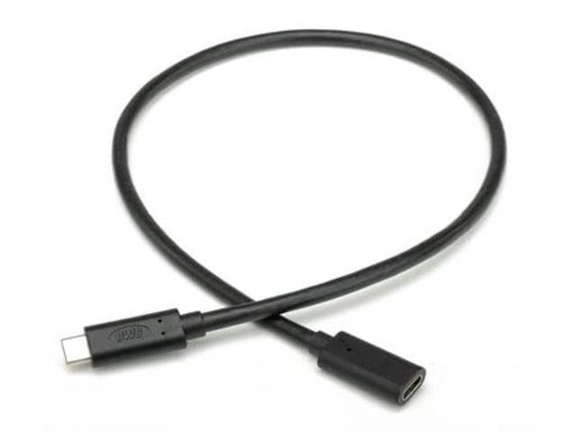 0.5m (20') owc usb-c (usb 3.2 10gb/s) 100w pd extension cable (males to female) - black