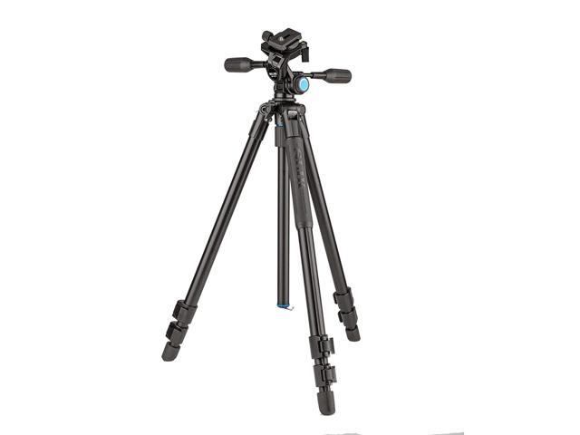 slik pro al-523-3wfc aluminum tripod kit with sh-747fc 3-way pan head w/friction control, black