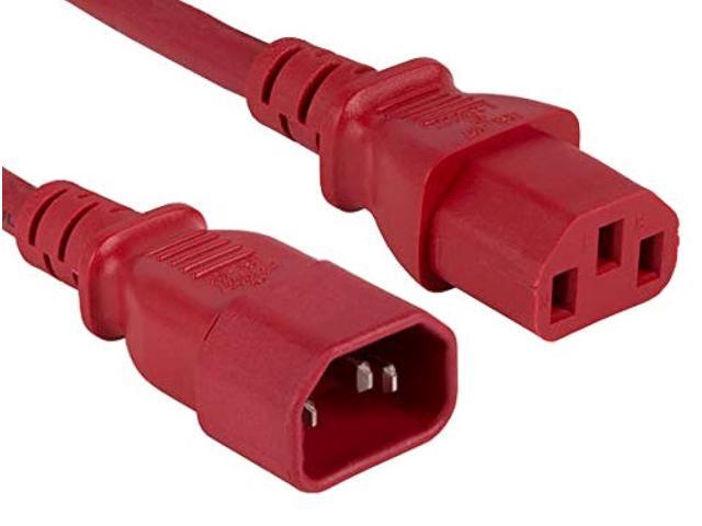 cable leader 14 awg computer power extension cord (iec320 c13 to iec320 c14), color ul listed (4 foot (1 pack), red)
