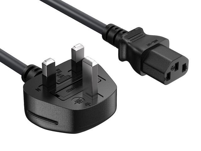 cable leader 6ft 18 awg england power cord, with fuse (iec-320-c13 to uk plug bs1363)