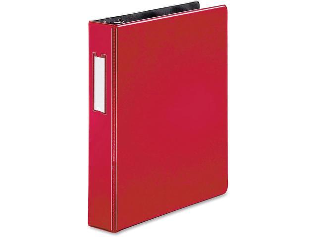 Business Source Slanted D-Ring Binder w/LBL HLD 1-1/2' Red 33128