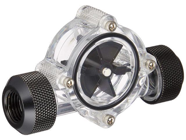 Bitspower G1/4' Flow Indicator, Clear Main Body, Black Blade, Matte Black
