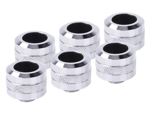 alphacool eiszapfen pro hardtube g1/4' fitting, 16mm od, chrome, 6-pack