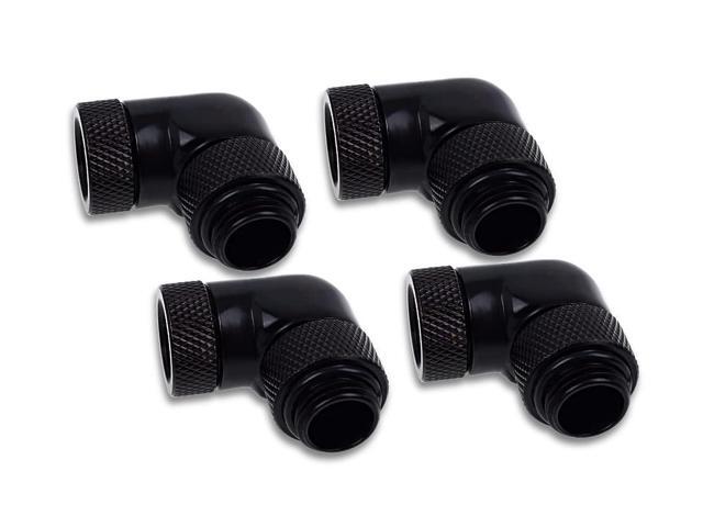 alphacool eiszapfen angled adaptor 90 rotatable g1/4 ot to g1/4 it - black - four pack (17618)