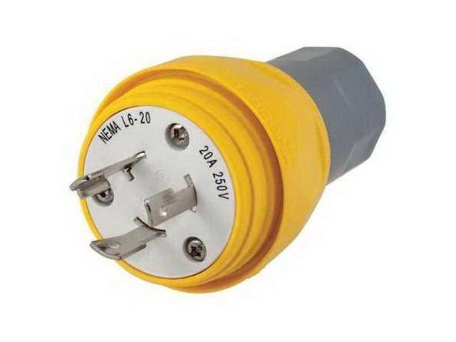 HUBBELL WIRING DEVICE-KELLEMS HBL26W48 Watertight Locking Plug, L6-20P, 20 A,