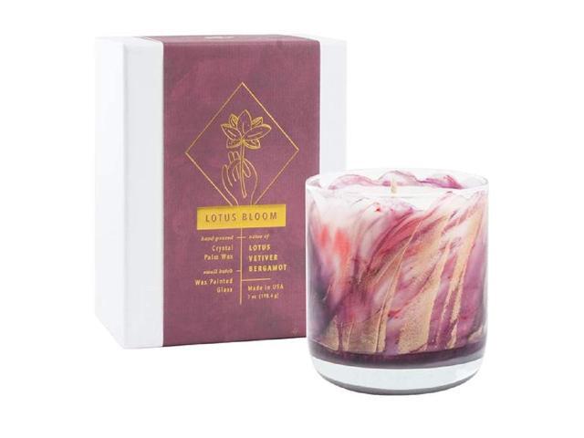 northern lights wellness & relaxation aromatherapy meditation painted 8oz candle (lotus bloom)