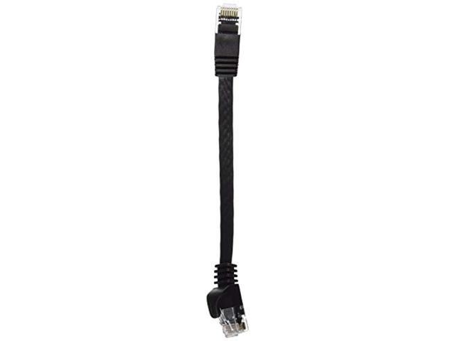 Monoprice Cat5e Ethernet Patch Cable - 0.5 Feet - Black Network Internet Cord - RJ45, Flat,Stranded, 350Mhz, UTP, Pure Bare Copper Wire, 30AWG