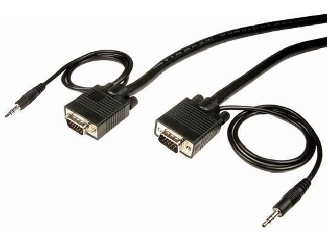 cables unlimited pcm-2240-25 svga cable with 3.5mm male to male audio-25 feet, black