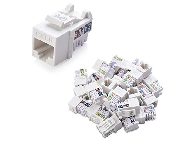 [ul listed] cable matters (25-pack) slim profile 90-degree cat 6 / cat6 rj45 keystone jacks with keystone punch down stand in w