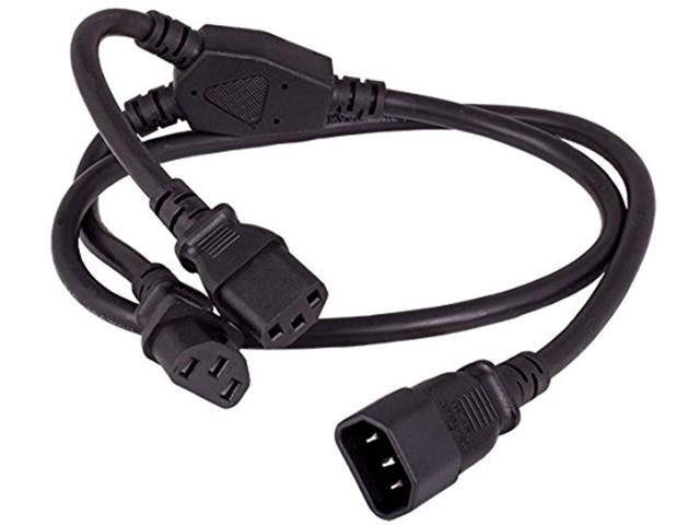 cable leader 3ft power extension cord splitter cable 16 awg iec320 c14 to iec320 c13 x 2