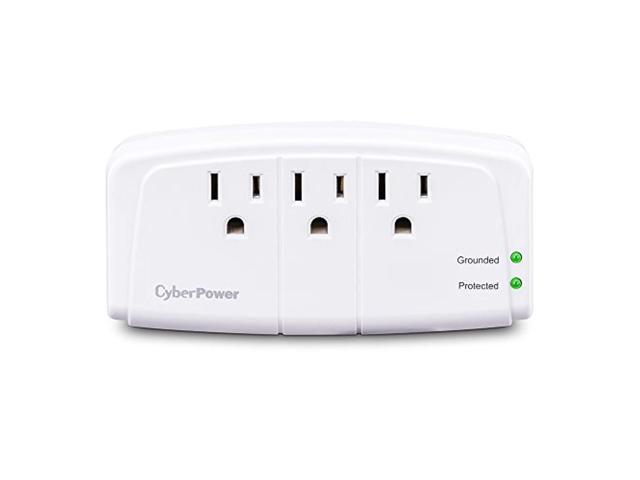 cyberpower csb300w essential surge protector, 900j/125v, 3 outlets, wall tap