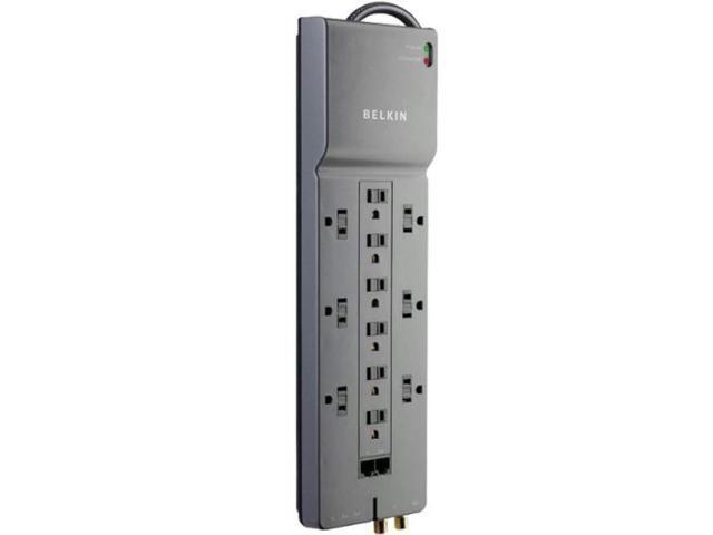 belkin be112234-10 12-outlet 8-foot 3996 joules home/office surge protector w/ phone,ethernet,coaxial protection & extended cord
