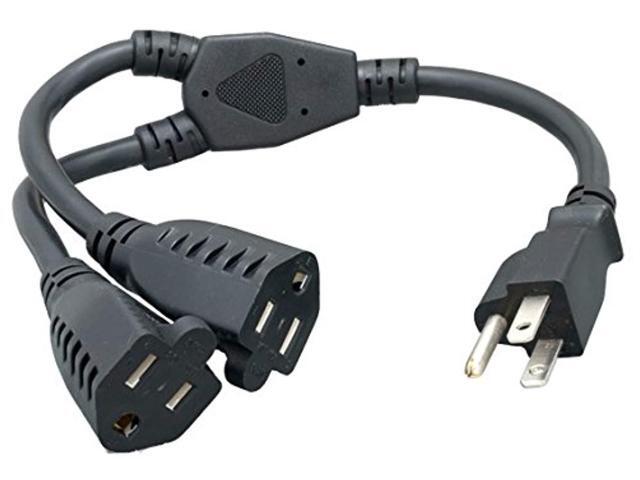 cable leader power cord splitter cable for 2 nema 5-15r to 1 nema 5-15p (14 inches/14 awg)