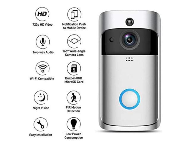 letouch wifi wireless video doorbell two-way talk smart door bell security camera (silver)