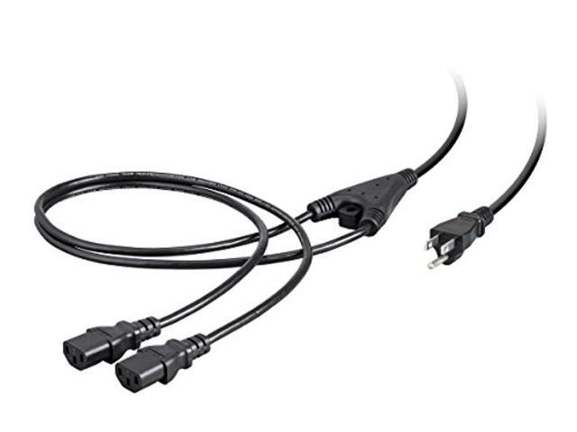 Monoprice 6ft 18AWG Power Extension Cord Splitter Cable 10A (NEMA 5-15P to 2x IEC 60320 C13)