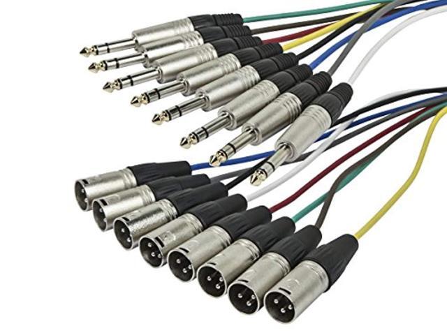 Monoprice 8-Channel 1/4 Inch TRS Male to XLR Male Snake 26AWG Cable C/d - 10 Feet With 8 Balanced Mono / Unbalanced Stereo Lines