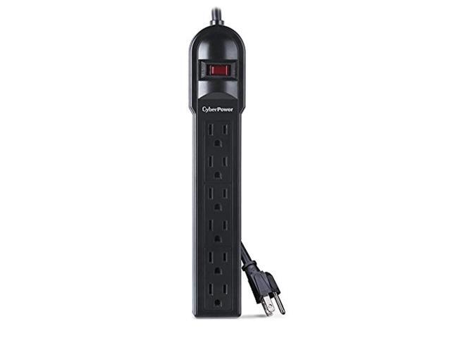 cyberpower csb6012 essential surge protector, 1200j/125v, 6 outlets, 12ft power cord