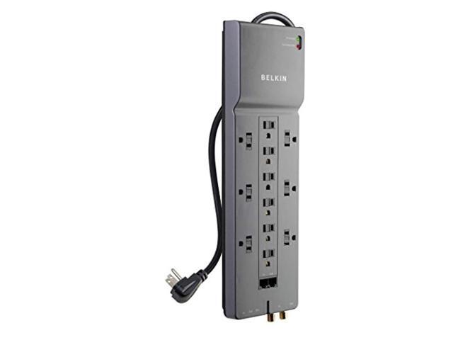 belkin 12-outlet power strip surge protector with 10-foot cord and telephone, ethernet, coaxial protection, be112234-10 (certif