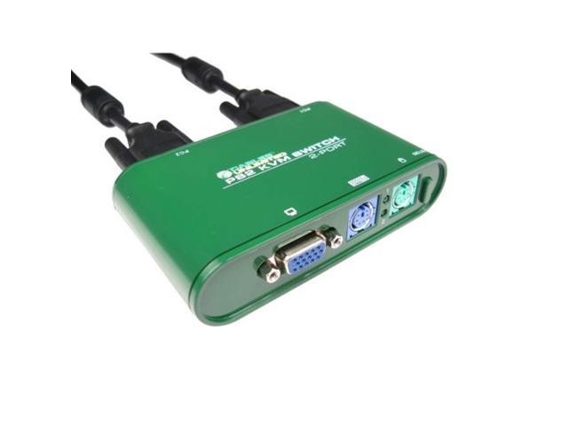 cables unlimited swb-9000 2 port ps/2 kvm switch with built-in cables 1 pack (green)
