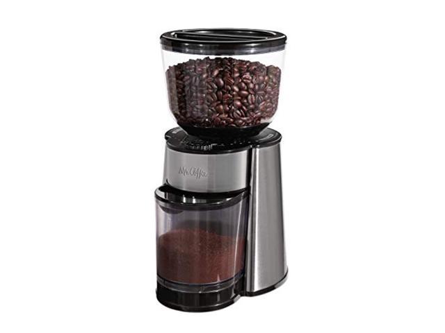 mr. coffee automatic burr mill coffee grinder with 18 custom grinders, silver