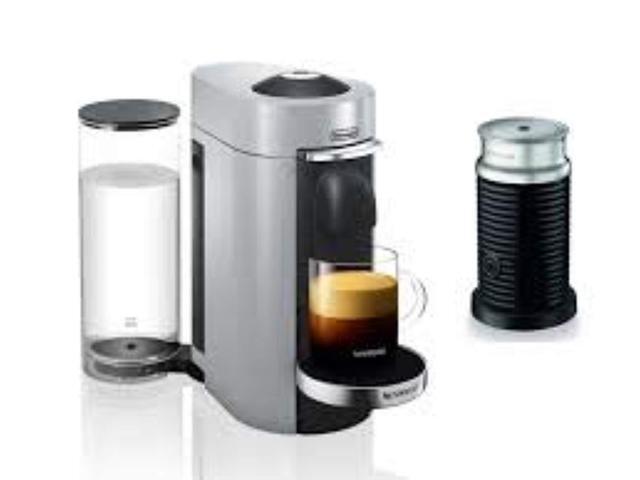 nespresso vertuoplus deluxe coffee and espresso machine by de'longhi with aerocinno, silver - env155sae