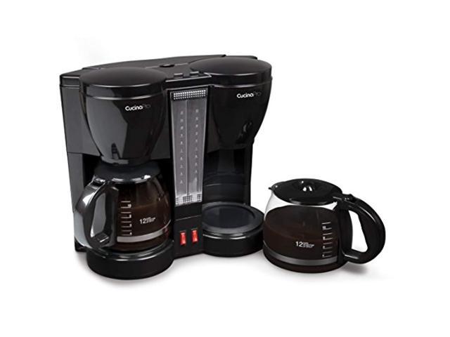 cucinapro double coffee brewer station - dual coffee maker brews two 12-cup pots, each with individual heating elements