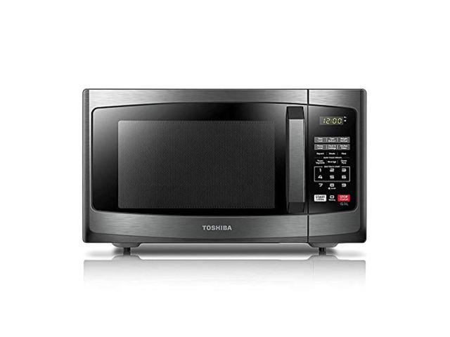 toshiba em925a5a-bs microwave oven with sound on/off eco mode and led lighting, 0.9 cu.ft, black stainless