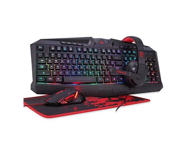 redragon s101-ba pc gaming keyboard and mouse combo, mousepad, headset with mic, wired led rgb backlit mouse with 3200 dpi for