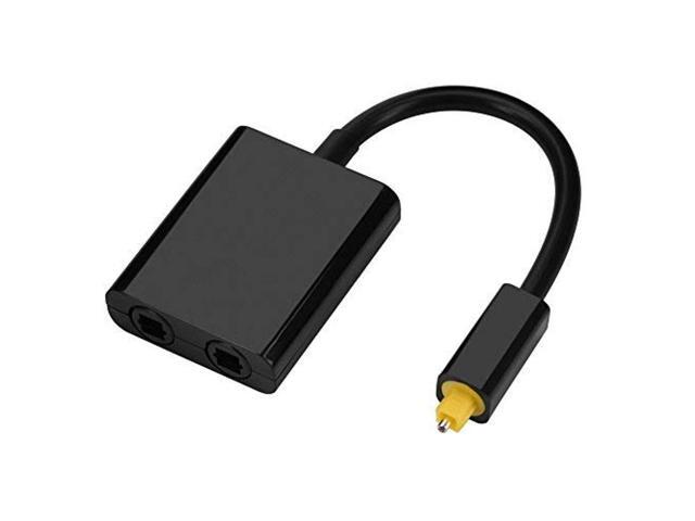 zerone dual port toslink digital optical audio splitter adapter audio cable fiber optic audio cable 1 in 2 outblack