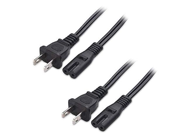 cable matters 2-pack non-polarized 2 slot power cord (2 slot power cable) 6 feet (nema 1-15p to iec c7) photo