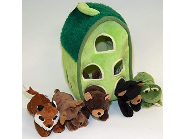 Forest Animal House with 5 Animals( 2 Bears, Moose, Frog, Fox)