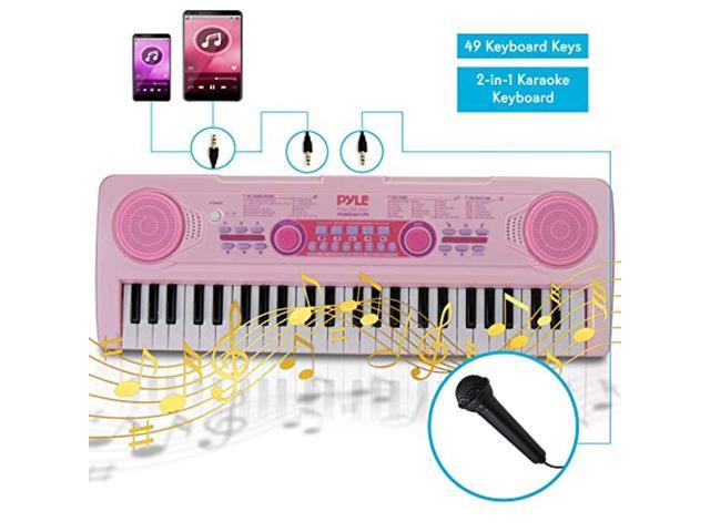 Pyle PKBRD4911PK - Children’s Musical Karaoke Keyboard - Portable Kids Electronic Piano Keyboard with Built-in & Wired Micro