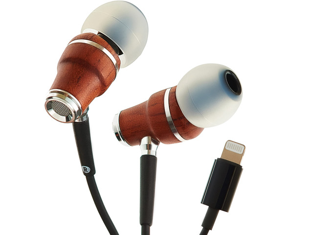 Premium Wooden Wired Earbuds with Microphone (Lightning) Compatible with iPhone 14, 13, 12, 11 (Pro, Max), SE, X, XS, XR, 8, 7, 6, 5 / iPad 9 &...