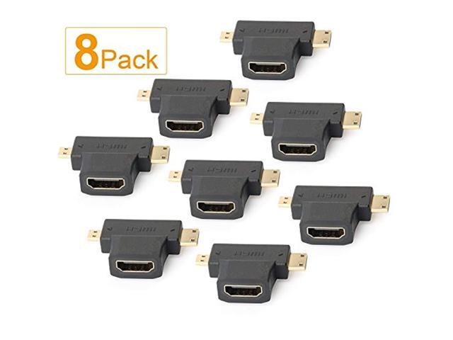 Micro HDMI to HDMI Adapter HDMI to Mini HDMI Adapter Micro HDMI to Mini HDMI Adapter,Mini and Micro HDMI to HDMI 2 in 1 T HDMI Coupler-8Pack