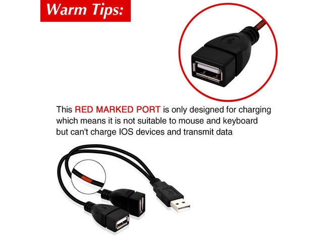 USB 2.0 A Male to 2 Dual USB Female Jack Y Splitter Hub Power Cord Extension Adapter Cable