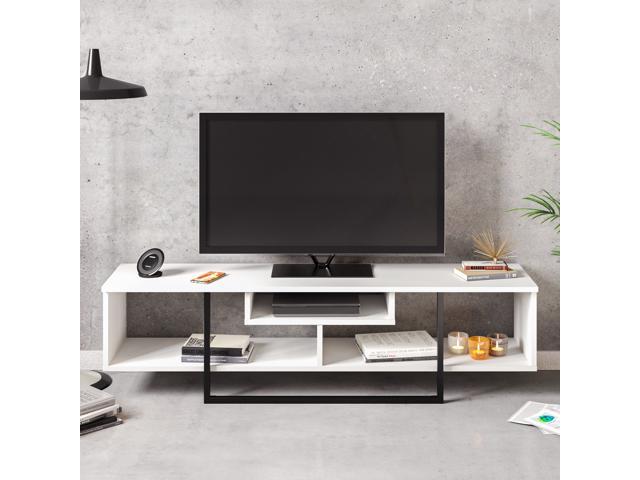 Decorotika Asal 59" Wide TV Stand and Media Console for TVs up to 68" with Open Shelves