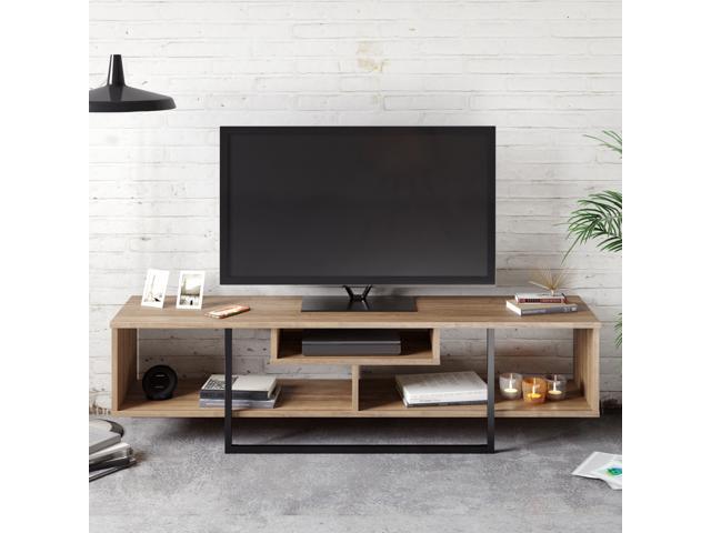 Decorotika Asal 59" Wide TV Stand and Media Console for TVs up to 68" with Open Shelves