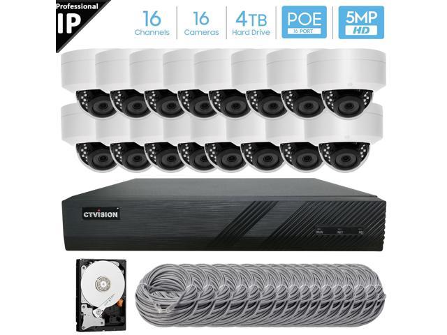 CTVISION 16 Channel 4K 8MP (3840×2160) H.265+ IP PoE NVR Security Camera System with 16 x Outdoor/Indoor 5MP Dome Security Cameras, 4TB