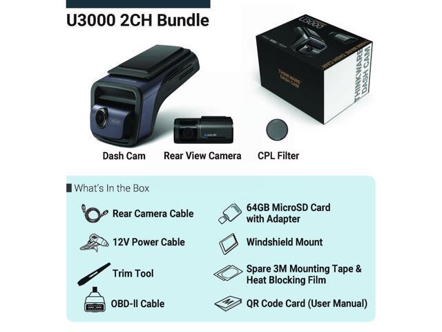 THINKWARE - U3000 4K UHD Front and 2K QHD Rear Dash Cam with Built-in GPS, WiFi and Radar - Black - image 3