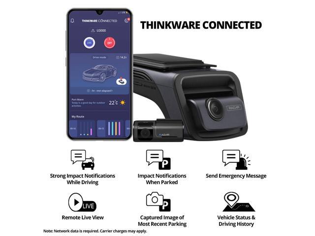 THINKWARE - U3000 4K UHD Front and 2K QHD Rear Dash Cam with Built-in GPS, WiFi and Radar - Black - image 7