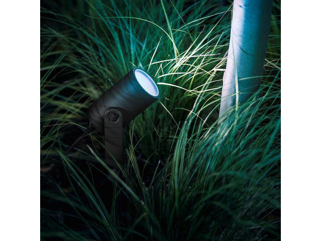 Hue White and Color Ambiance Lily Black Outdoor Integrated LED Landscape Smart Wireless Lights (3-Pack)