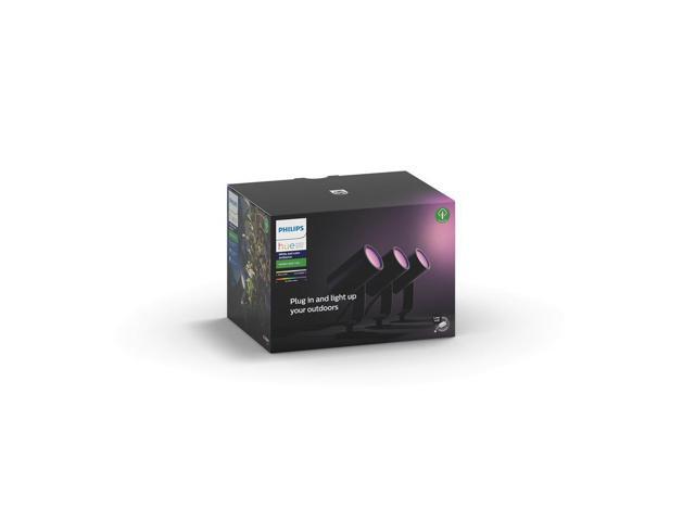 Hue White and Color Ambiance Lily Black Outdoor Integrated LED Landscape Smart Wireless Lights (3-Pack)