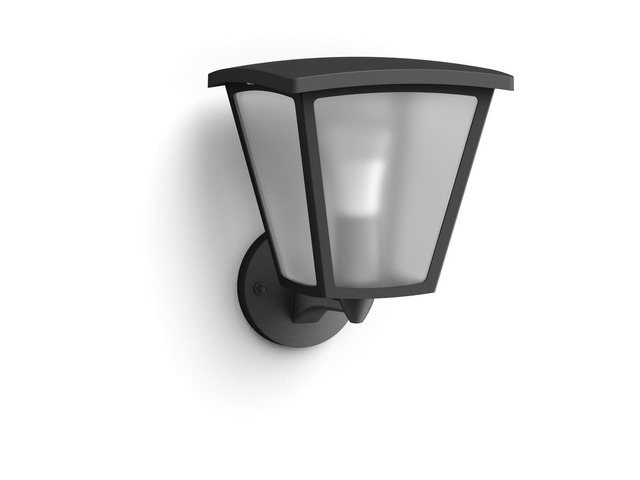 Hue White Inara Black Outdoor LED Wall Mount Sconce with Smart Wireless A19 Light Bulb