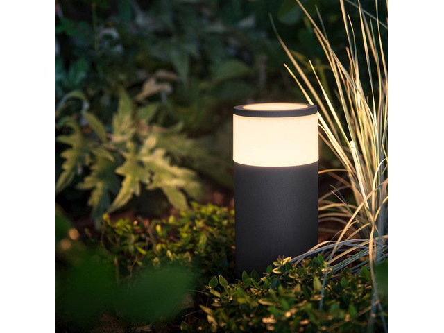 Hue White and Color Ambiance Calla Waterproof Black Outdoor Smart Integrated LED Bollard Landscape Path Light Extension