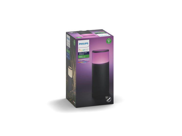 Hue White and Color Ambiance Calla Waterproof Black Outdoor Smart Integrated LED Bollard Landscape Path Light Extension