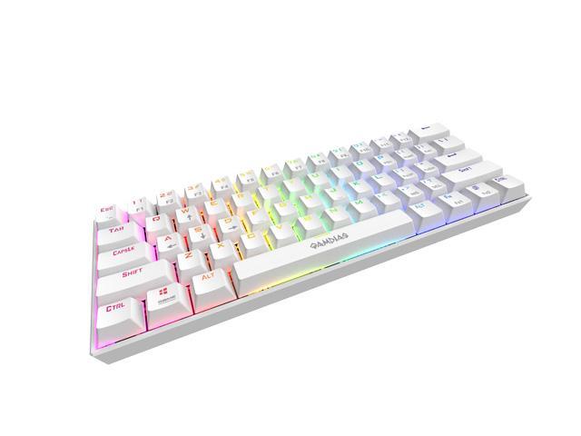 GAMDIAS Hermes E3 60% Mechanical Keyboard (White) BROWN switches, USB type-C cable.