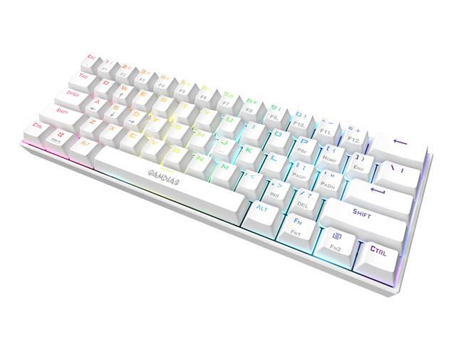 GAMDIAS Hermes E3 60% Mechanical Keyboard (White) BROWN switches, USB type-C cable.