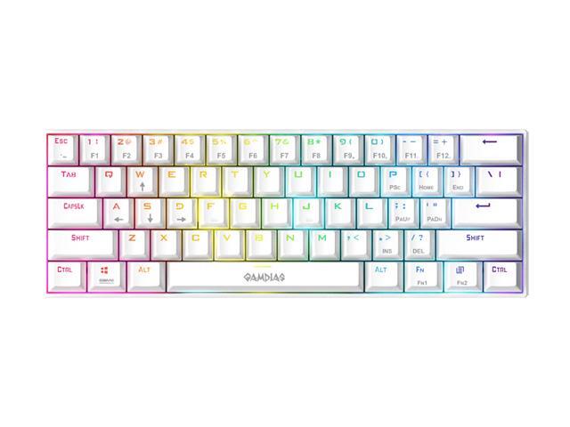 GAMDIAS Hermes E3 60% Mechanical Keyboard (White) BROWN switches, USB type-C cable.