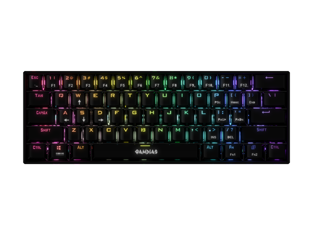GAMDIAS 60% Mechanical Keyboard (Black) RED switches, USB type-C cable.