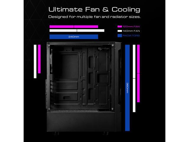 Gamdias TALOS E3, Tempered glass, 3x 120mm ARGB fans 5v-3pin sync